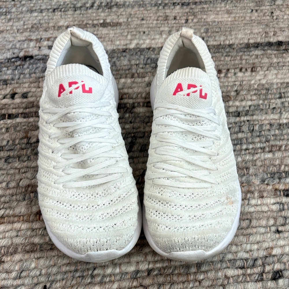 APL White Knit Sneakers with Pink Accents